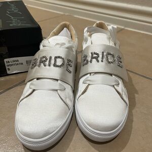 Betsey Johnson White Satin Bride Sneakers